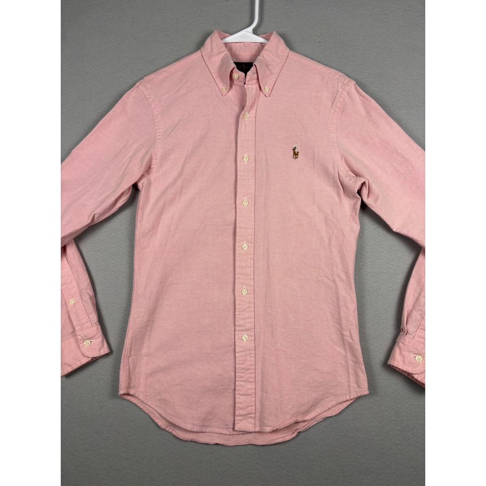 Ralph Lauren Slim Fit Stretch Oxford Shirt Small Pink Button Down Flesh Pony - Picture 2 of 10